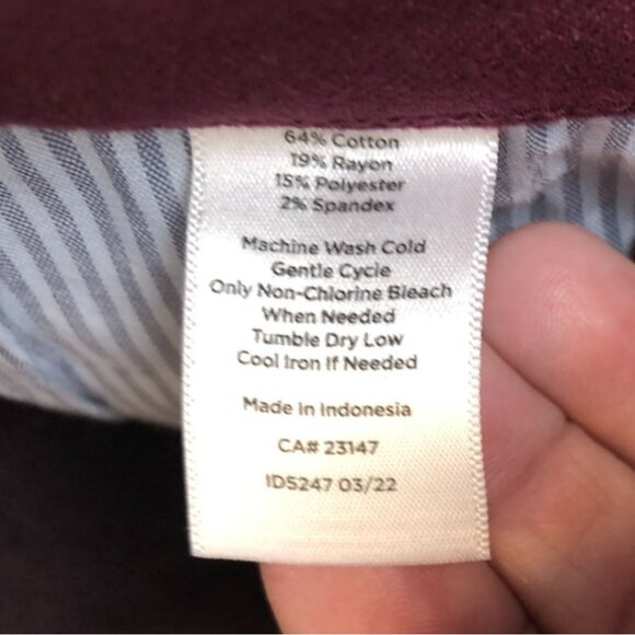 Talbots Womens Pants Size 4P Slim Jeggings Snkle Stretch Casual Travel Burgundy - Picture 10 of 12